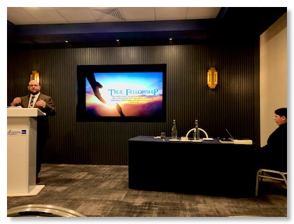 picture of having church in a hotel room